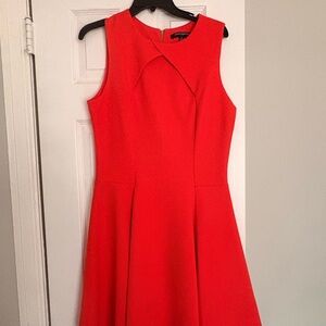 Elegant Orangish Coral Sleeveless Dress